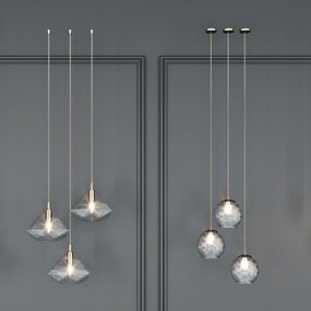 现代金属玻璃小吊灯3d模型