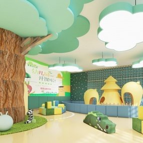 现代幼儿园游乐区3d模型