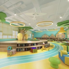 现代幼儿园图书室3d模型