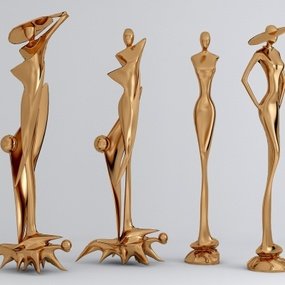 现代金属人物抽象雕塑3d模型
