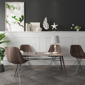 北欧实木餐桌椅3d模型