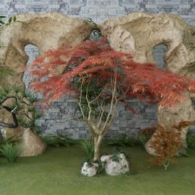 现代红枫园艺小品3d模型