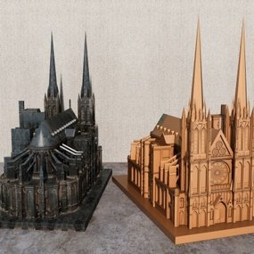 法式教堂雕塑摆件3d模型