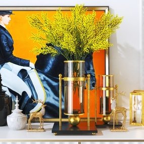 简欧玻璃花瓶摆件装饰画组合3d模型