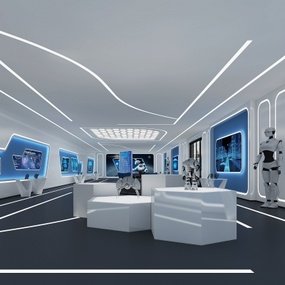 现代智能机器人展厅3d模型