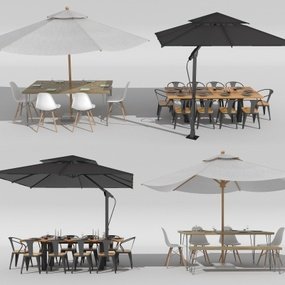 现代户外餐桌椅3d模型