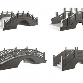 中式园林景观石拱桥3d模型