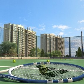现代室外网球场3d模型