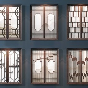 中式窗户组合3d模型