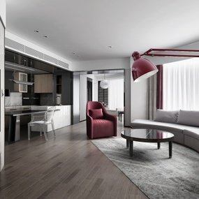 菲拉设计-现代客厅3d模型
