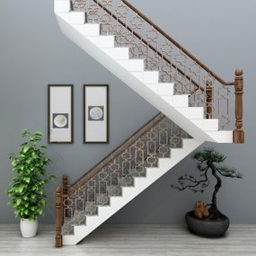 新中式楼梯3d模型
