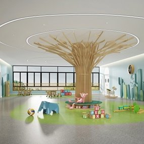 现代幼儿园活动区3d模型