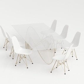 后现代玻璃会议桌椅3d模型