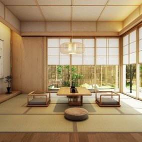 日式酒店客房茶室3d模型