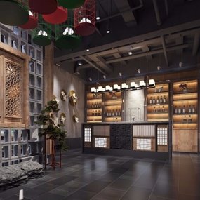 中式中餐厅前台收银3d模型