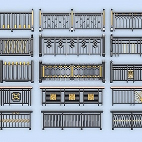 现代铁艺栏杆护栏3d模型