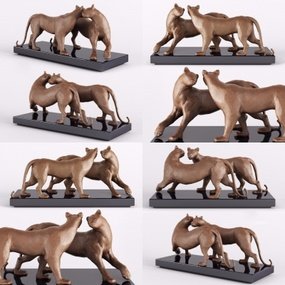 现代金属豹雕塑摆件3d模型