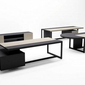 现代班台办公桌组合3d模型