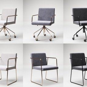 现代轻奢办公椅组合3d模型