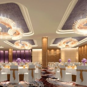 新中式酒店宴会厅3d模型