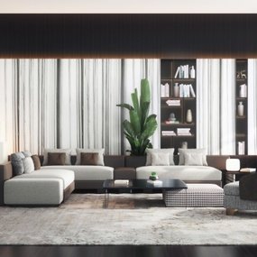 意大利Minotti现代布艺沙发组合3d模型