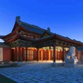 中式古建大门入口3d模型