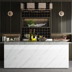 新中式酒柜吧台3d模型