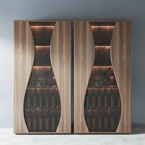现代实木酒柜3d模型