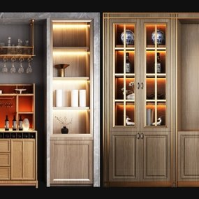 新中式轻奢酒柜装饰柜3d模型