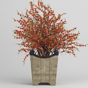 现代日本海棠盆栽3d模型