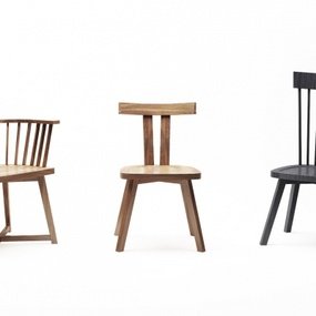 现代实木单椅3d模型