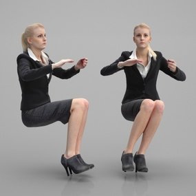 现代职场坐姿女性人物3d模型
