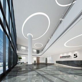 现代办公楼前台门厅3d模型