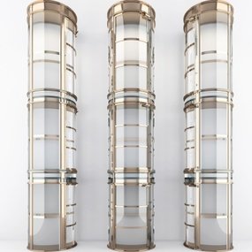 现代圆形观光电梯玻璃电梯3d模型