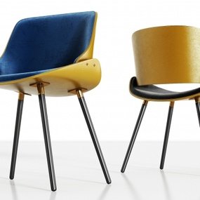现代轻奢金属皮革单椅3d模型