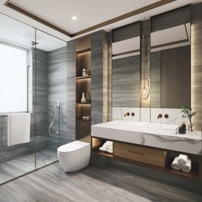 新中式卫生间浴室3d模型