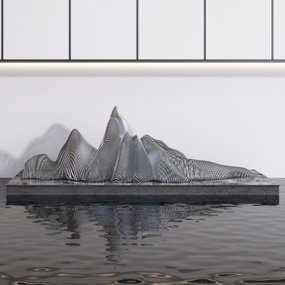 新中式假山雕塑3d模型