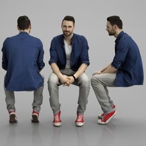 现代坐姿男人3d模型