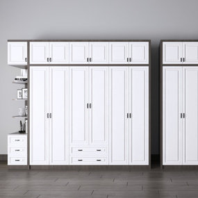 现代白色多功能衣柜3d模型