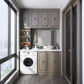 新中式阳台洗衣房3d模型