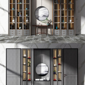 新中式装饰柜陈列柜3d模型