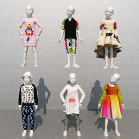 现代儿童模特服装衣服3d模型
