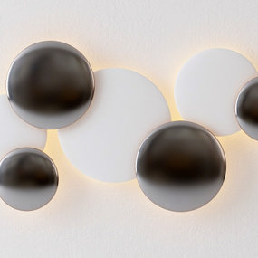 现代黑白圆形墙饰挂件3d模型