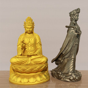 中式观音菩萨妈祖雕塑3d模型