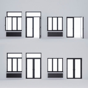 现代铝合金门窗组合3d模型