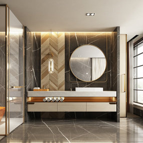 现代轻奢卫生间浴室3d模型
