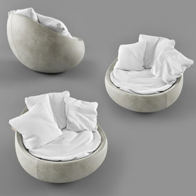 现代绒布休闲沙发3d模型