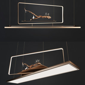 新中式金属树枝装饰创意吊灯3d模型