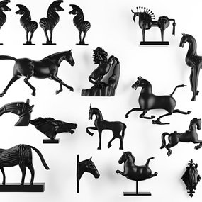 现代马造型雕塑摆件组合3d模型