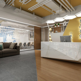 现代办公前台会议室3d模型